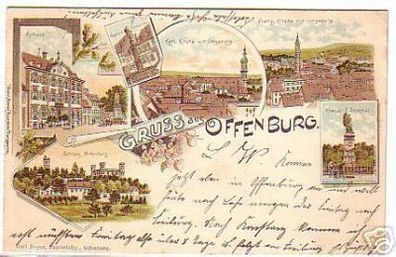 02449 Ak Lithographie Gruss aus Offenburg 1899