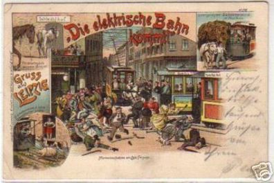 11042 Ak Lithographie Gruss aus Leipzig 1897