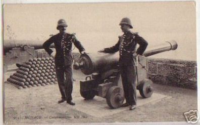 08987 Ak Monaco Carabiniers an Kanone um 1920
