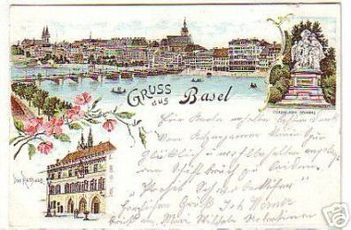 00209 Ak Lithographie Gruß aus Basel 1899