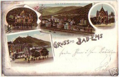 10486 Ak Lithographie Gruß aus Bad Ems 1901