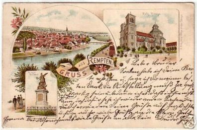 11501 Mehrbild Ak Lithographie Gruß aus Kempten 1894