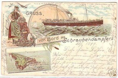 11520 Ak Lithographie Gruß aus Helgoland 1899