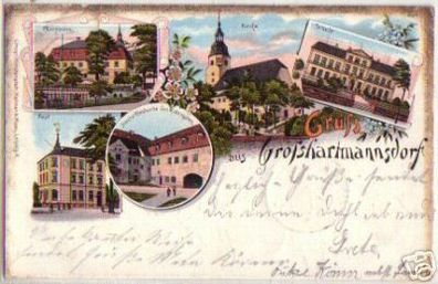 05559 Ak Lithographie Gruss aus Großhartmannsdorf 1901