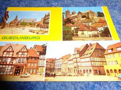5467 Postkarte, Ansichtskarte -Quedlinburg-Rathaus, Dom, Klopstockhaus, Markt
