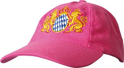 Baseballcap mit Einstickung - Bayernwappen mit goldenen Löwen - 68563 rosa