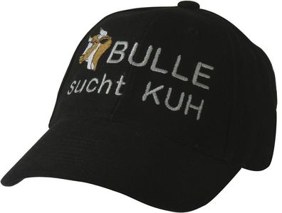Baseballcap mit Einstickung - Bulle sucht Kuh - 69702 schwarz