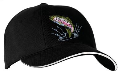 Baseballcap mit Einstickung - Fisch Forelle - 68232 schwarz