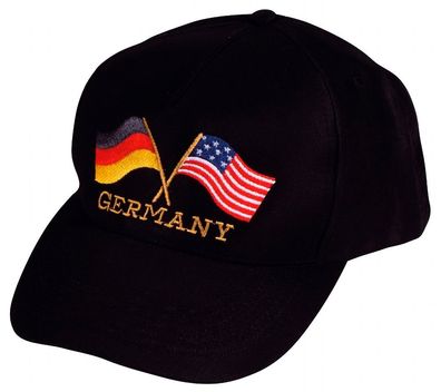 Baseballcap mit Einstickung - Flagge Deutschland Germany USA Amerika - 68266 schwarz