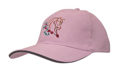 Baseballcap mit Einstickung - Pferd Pferdekopf Rosen - versch. Farben 69244 rosa