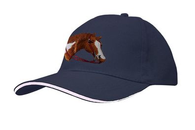 Baseballcap mit Einstickung - Pferdekopf Pferd - versch. Farben 69242 dunkelblau