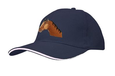 Baseballcap mit Einstickung - Pferdekopf Pferd Stute - versch. Farben 69243 dunkelbla