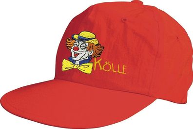 Baseballcap mit farbiger Bestickung - Clown Kölle - 52103 rot - Baumwollcap Cap Capp
