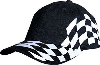 Baseballcap mit Rennflagge Motorsport schwarz-weiß - 60806