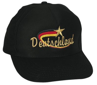 Baseballcap mit Stick - Deutschland - 68080 schwarz - Cap Kappe Baumwollcap