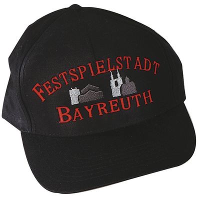 Baseballcap mit Stick - Festspielstadt Bayreuth - 68086 schwarz - Cap Kappe Baumwoll