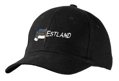 Baseballcap mit Stick - Estland - 69607 schwarz - Cap Kappe Baumwollcap