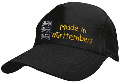 Baseballcap mit Stick - Made in Württemberg - 68398 schwarz - Cap Kappe Baumwollcap