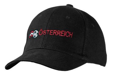 Baseballcap mit Stick - Österreich - 68017 schwarz - Cap Kappe Baumwollcap