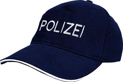 Baseballcap mit Stick - Polizei - 68400 dunkelblau - Cap Kappe Baumwollcap