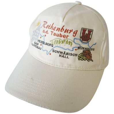 Baseballcap mit Stick - Rothenburg - 68843 weiss - Cap Kappe Baumwollcap