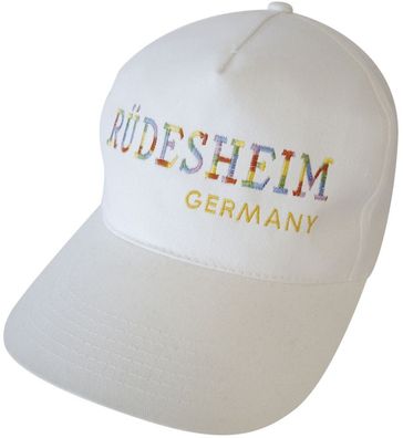 Baseballcap mit Stick - Rüdesheim - 68915 weiss - Cap Kappe Baumwollcap