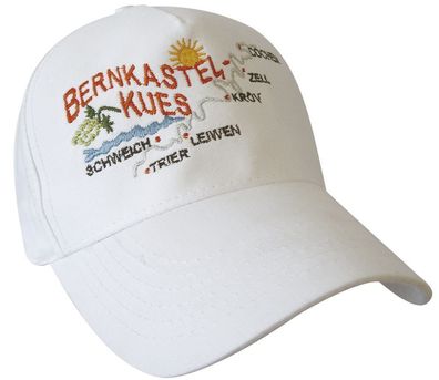 BaseCap - Cappy mit Bestickung - Bernkastel Kues - 68878 weiss - Baumwollcap Cap Bas