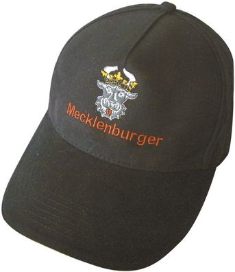Baumwollcap mit farbiger Einstickung - Wappen Mecklenburger - 68372 schwarz - Kappy B