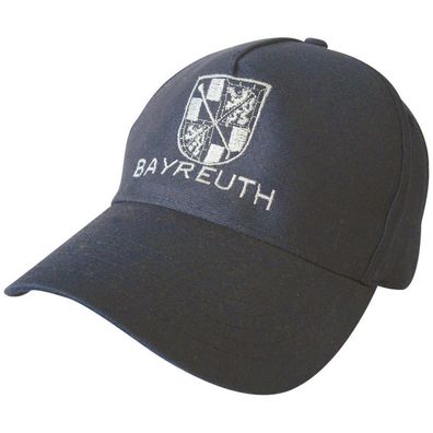 Baumwollkappe mit großem Stick - Wappen Bayreuth - 68824 schwarz - Baumwollcap Schir