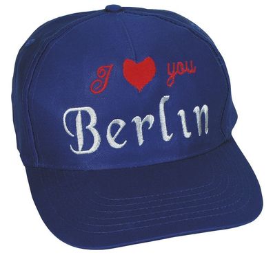Cap - BW - Kappe mit stylischer Bestickung - I love you Berlin - 68081 blau - Cap Ka