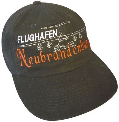 Cap - Schirmmütze groß bestickt - Flughafen Neubrandenburg - 68866 schwarz - Baumwo