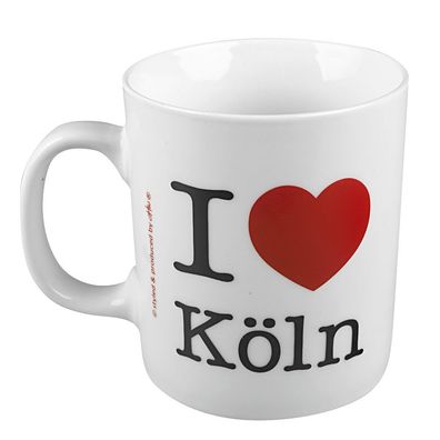Keramiktasse mit Print I Love Köln 57238 weiss