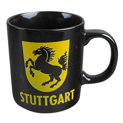 Keramiktasse mit Print Stuttgart Wappen 57234 schwarz