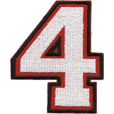 Aufnäher "ZAHL ZIFFER 4 (vier)" - NEU Gr. ca. 4x6cm (04640) Applikation Stick Aufbü