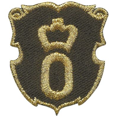 Aufnäher - Brandzeichen O mit Krone - 02157 - Gr. ca. 3,5 x 4 cm - Patches Stick App