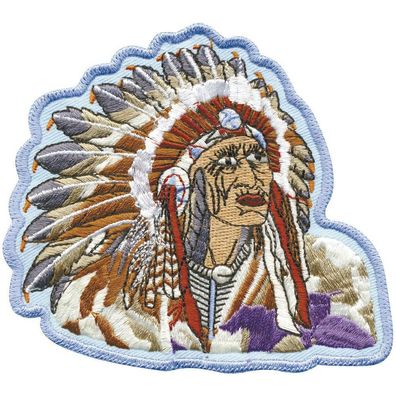 Aufnäher - Indianer - Häuptling - 04499 - Gr. ca. 10,5 x 9,5 cm - Patches Stick App