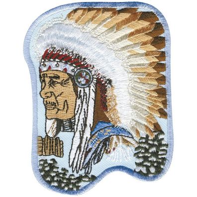 Aufnäher - Indianer - Häuptling - 04500 - Gr. ca. 7 x 9,5 cm - Patches Stick Applik