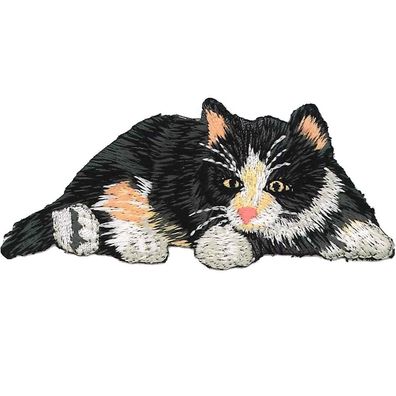 Aufnäher - Katze liegend - 04975 - Gr. ca. 9 x 4 cm - Patches Stick Applikation