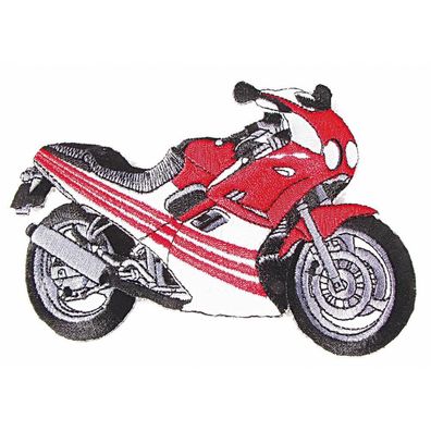 Aufnäher - Motorrad rot-weiß - 08504 - Gr. ca. 16 x 4 cm - Patches Stick Applikatio
