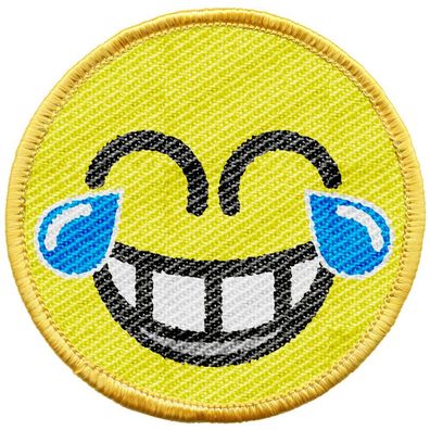 Aufnäher - Smiley mit Freudentränen - 21714 - Gr. ca. 6 cm - Patches Stick Applikat