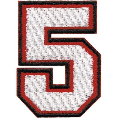 Aufnäher - ZAHL ZIFFER 5 (fünf) - Gr. ca. 4x6cm (04658) Applikation Aufbügler Patc