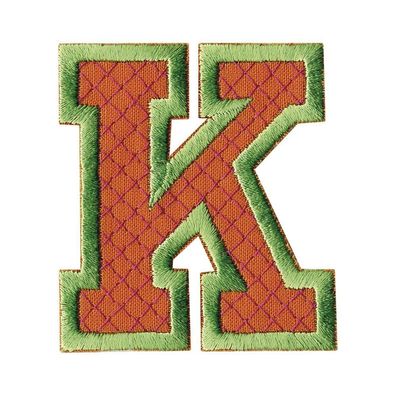 Aufnäher Patches - Buchstabe K - Gr. ca. 6cm - 21513 grün-orange