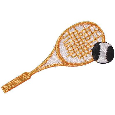 Aufnäher Tennisschläger mit Ball - 02089 - Gr. ca. 4,5 x 1,5 cm - Patches Stick App