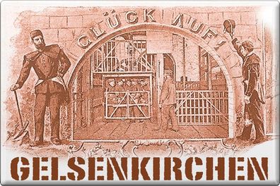 Küchenmagnet - Glückauf Gelsenkirchen - Gr. ca. 8 x 5,5 cm - 38277 - Magnet Kühlsc