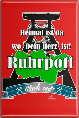 Küchenmagnet - Heimat ist ... Ruhrpott - Gr. ca. 8 x 5,5 cm - 38245 - Magnet Kühlsc