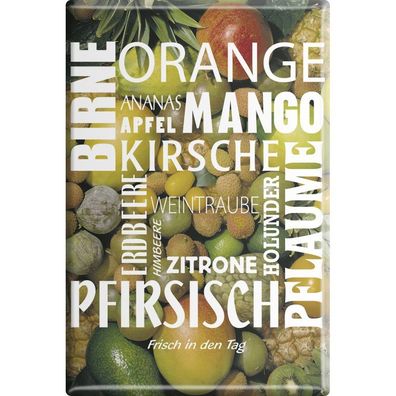 Küchenmagnet - Orange Mango Pfirsisch Obstnamen - Gr. ca. 8 x 5,5 cm - 38816 - Magne