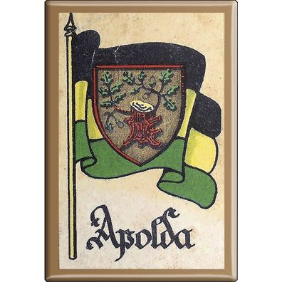 Küchenmagnet - Wappen Apolda - Gr. ca. 8 x 5,5 cm - 37504 - Magnet Kühlschrankmagne