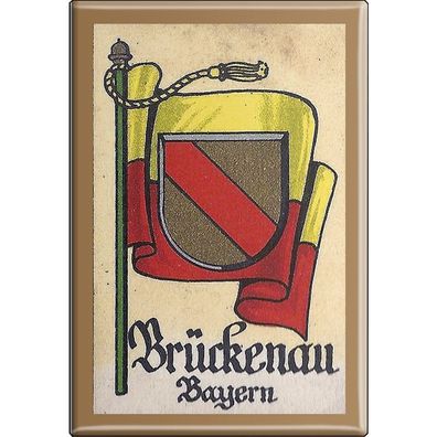 Küchenmagnet - Wappen Brückenau - Gr. ca. 8 x 5,5 cm - 37513 - Magnet Kühlschrankm