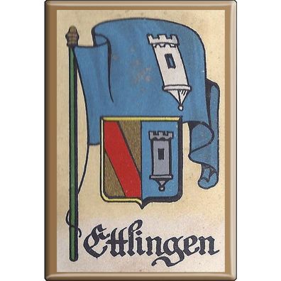 Küchenmagnet - Wappen Ettlingen - Gr. ca. 8 x 5,5 cm - 37520 - Magnet Kühlschrankma