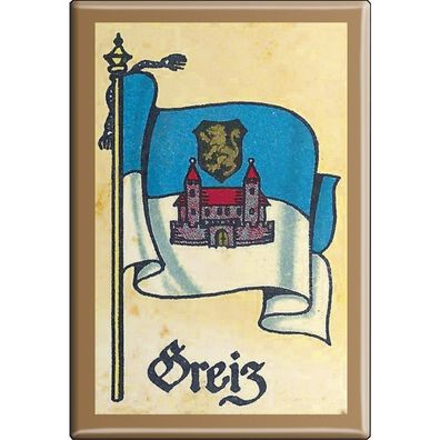 Küchenmagnet - Wappen Greiz - Gr. ca. 8 x 5,5 cm - 37528 - Magnet Kühlschrankmagnet